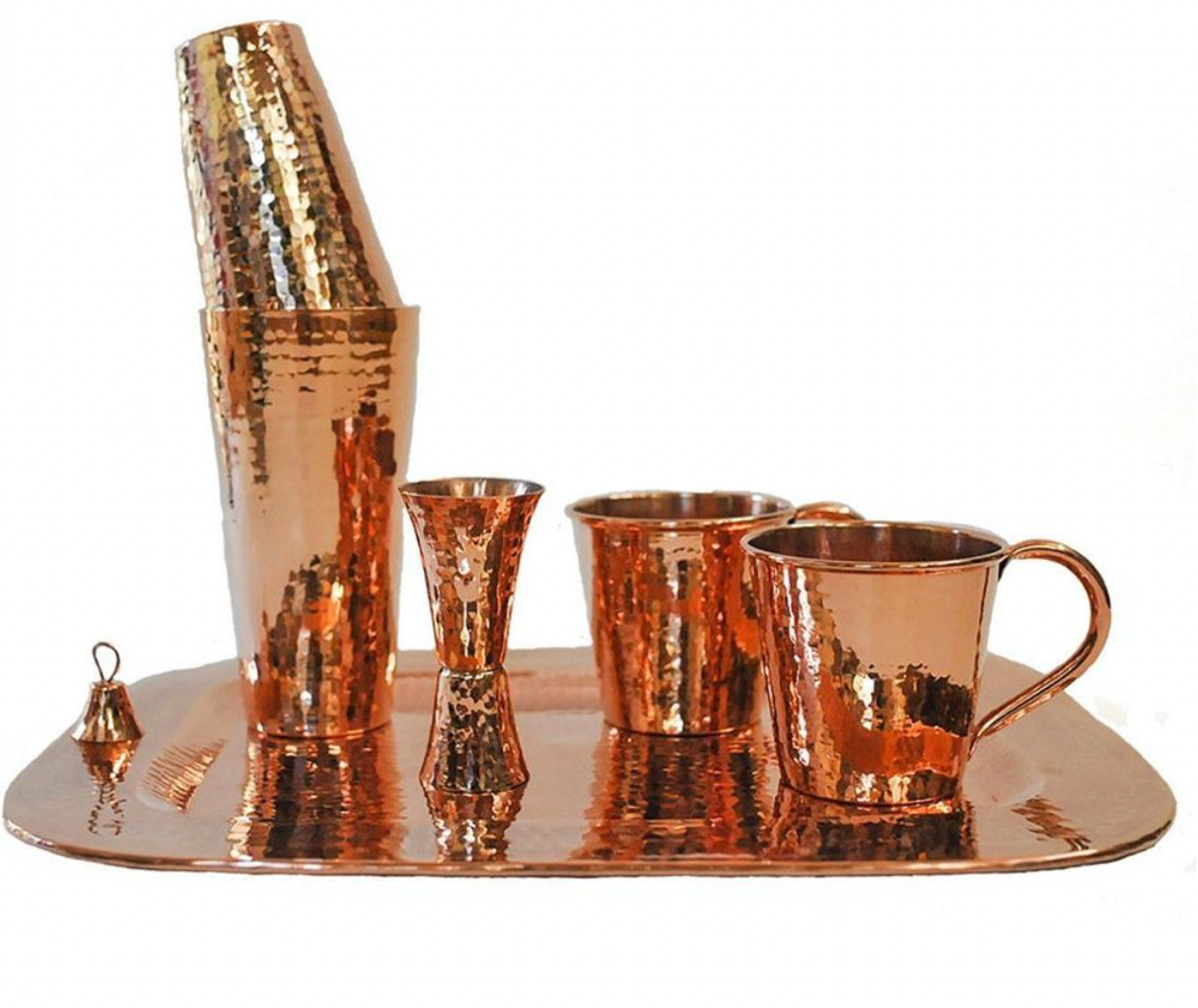 Hammered Copper Barware Set